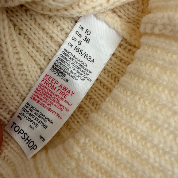 Topshop chunky eyelet knit sweater in cream - Picture 10 of 11
